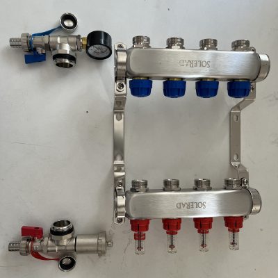 Stainless Steel 4 Port Manifold c/w Pressure